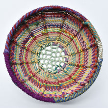 Load image into Gallery viewer, Colourful wire framed bowl and storage wrapped in vintage recycled saris