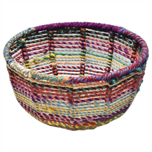 Load image into Gallery viewer, Colourful wire framed bowl and storage wrapped in vintage recycled saris