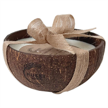 Load image into Gallery viewer, Natural handmade coconut bowl soy wax candle / sustainable / eco friendly