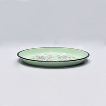 Load image into Gallery viewer, Hand painted floral design stainless steel tray or platter in green