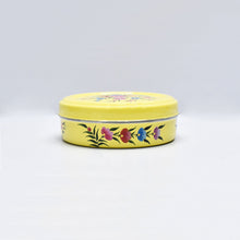 Load image into Gallery viewer, Hand painted floral design stainless steel storage tin in yellow