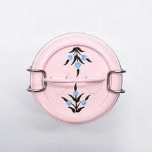 Load image into Gallery viewer, Hand painted floral design stainless steel tiffin container in pink