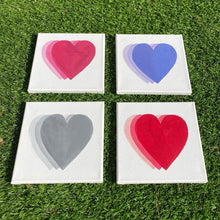 Load image into Gallery viewer, Hand painted wall art on Canvas - hearts in shades of red