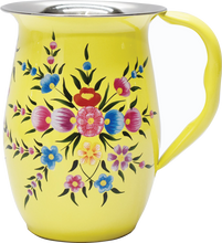 Load image into Gallery viewer, Hand painted floral design stainless steel jug in yellow