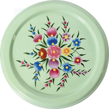 Load image into Gallery viewer, Hand painted floral design stainless steel storage tin in green