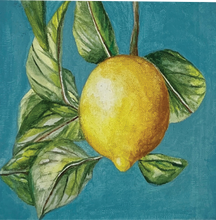Load image into Gallery viewer, Hand painted wall art on Canvas - zesty lemon