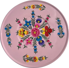 Load image into Gallery viewer, Hand painted floral design stainless steel  large deep storage tin in  pink