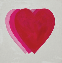Load image into Gallery viewer, Hand painted wall art on Canvas - hearts in shades of pink