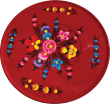Load image into Gallery viewer, Hand painted floral design stainless steel deep storage tin in red