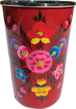 Load image into Gallery viewer, Hand painted floral design stainless steel tumbler in red