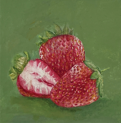 Hand painted wall art on Canvas - sweet strawberry