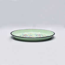 Load image into Gallery viewer, Hand painted floral design stainless steel tray or platter in green
