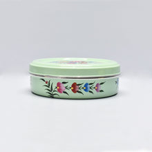 Load image into Gallery viewer, Hand painted floral design stainless steel storage tin in green
