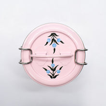Load image into Gallery viewer, Hand painted floral design stainless steel tiffin container in pink
