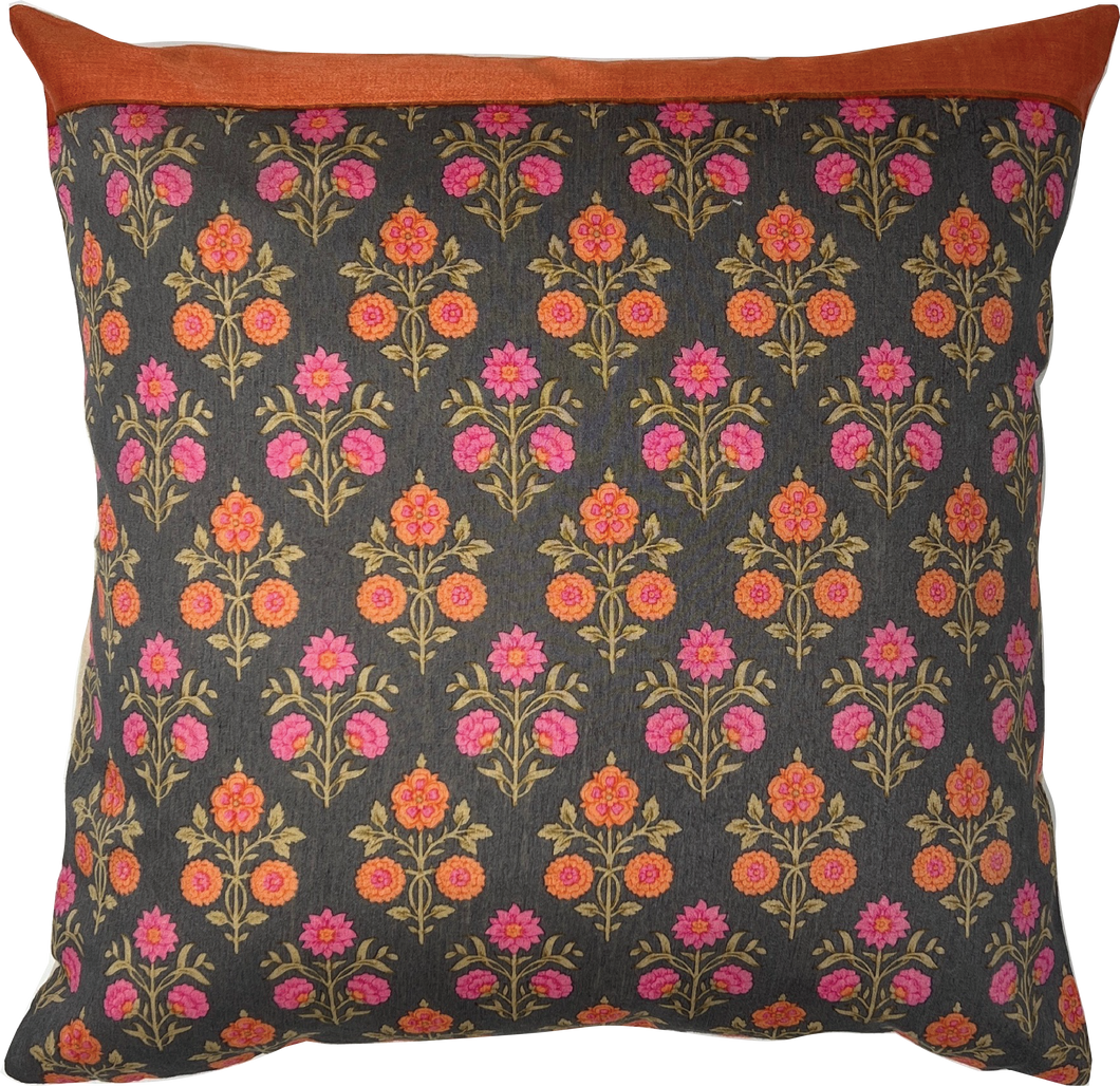 Colourful handmade cushion covers made from vintage recycled saris.