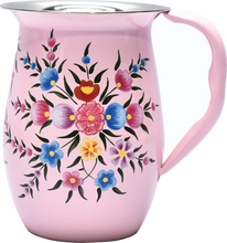Load image into Gallery viewer, Hand painted floral design stainless steel jug in pink
