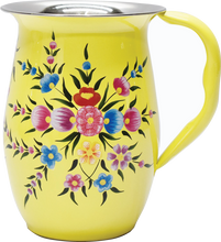 Load image into Gallery viewer, Hand painted floral design stainless steel jug in yellow
