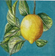Load image into Gallery viewer, Hand painted wall art on Canvas - zesty lemon
