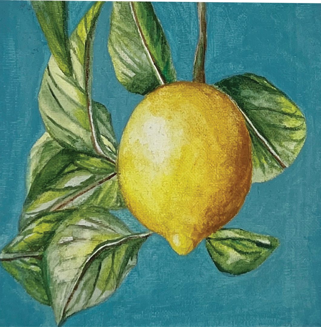 Hand painted wall art on Canvas - zesty lemon