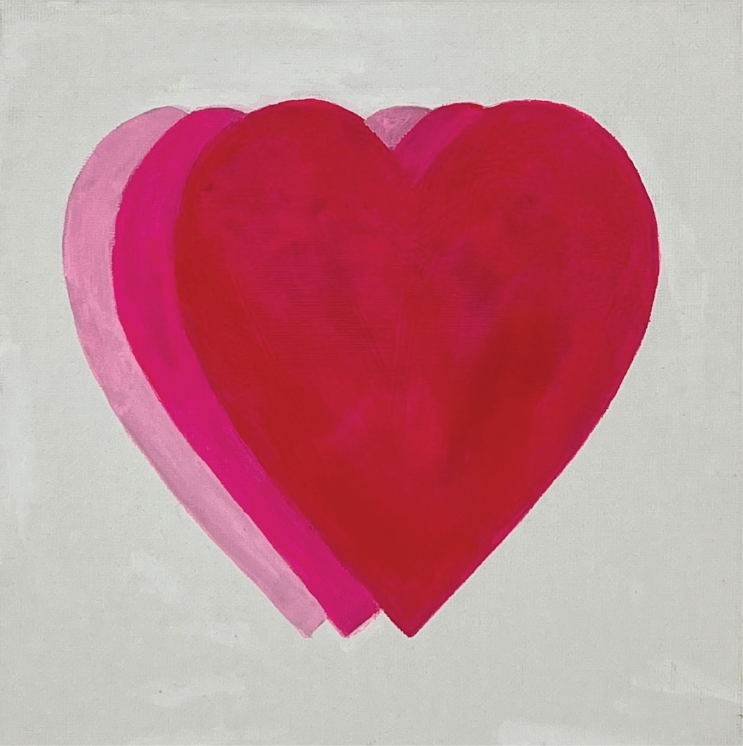 Hand painted wall art on Canvas - hearts in shades of pink