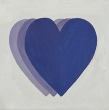 Load image into Gallery viewer, Hand painted wall art on Canvas - hearts in shades of purple
