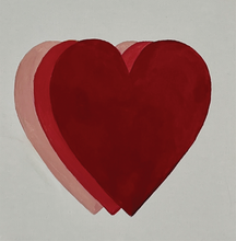 Load image into Gallery viewer, Hand painted wall art on Canvas - hearts in shades of red

