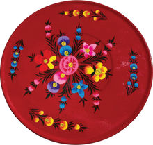 Load image into Gallery viewer, Hand painted floral design stainless steel deep storage tin in red
